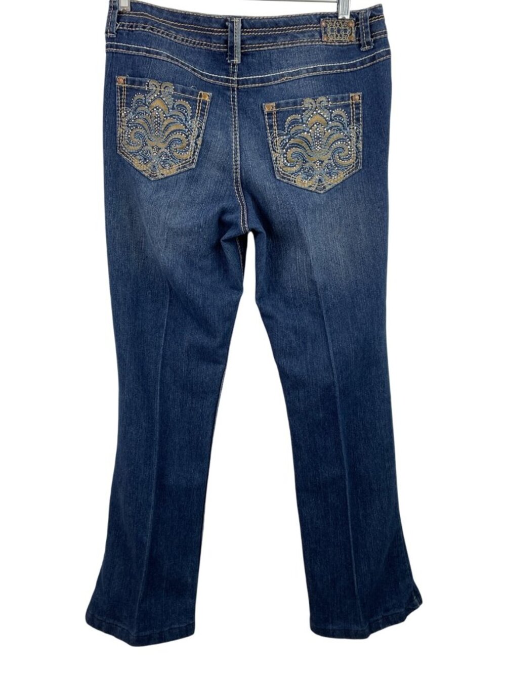 Bandolino Womens Missy Size 8 Embellished Pocket Bootcut Jeans Medium Wash Denim